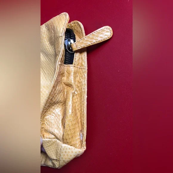 Beirn Real Snakeskin Yellow Clutch Pouch Near-Vintage - Picture 5 of 14